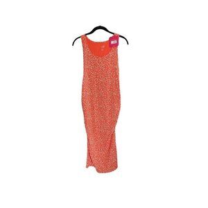 Isabel, maternity NWT, orange and white polkadot midi dress size small